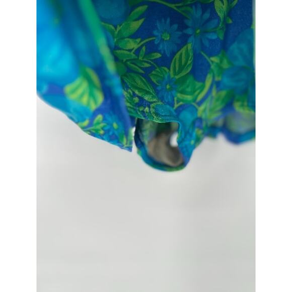 Vintage MAXINE Of HOLLYWOOD Swimsuit Womens 12 One Piece Swimdress Floral Blue - Picture 4 of 8